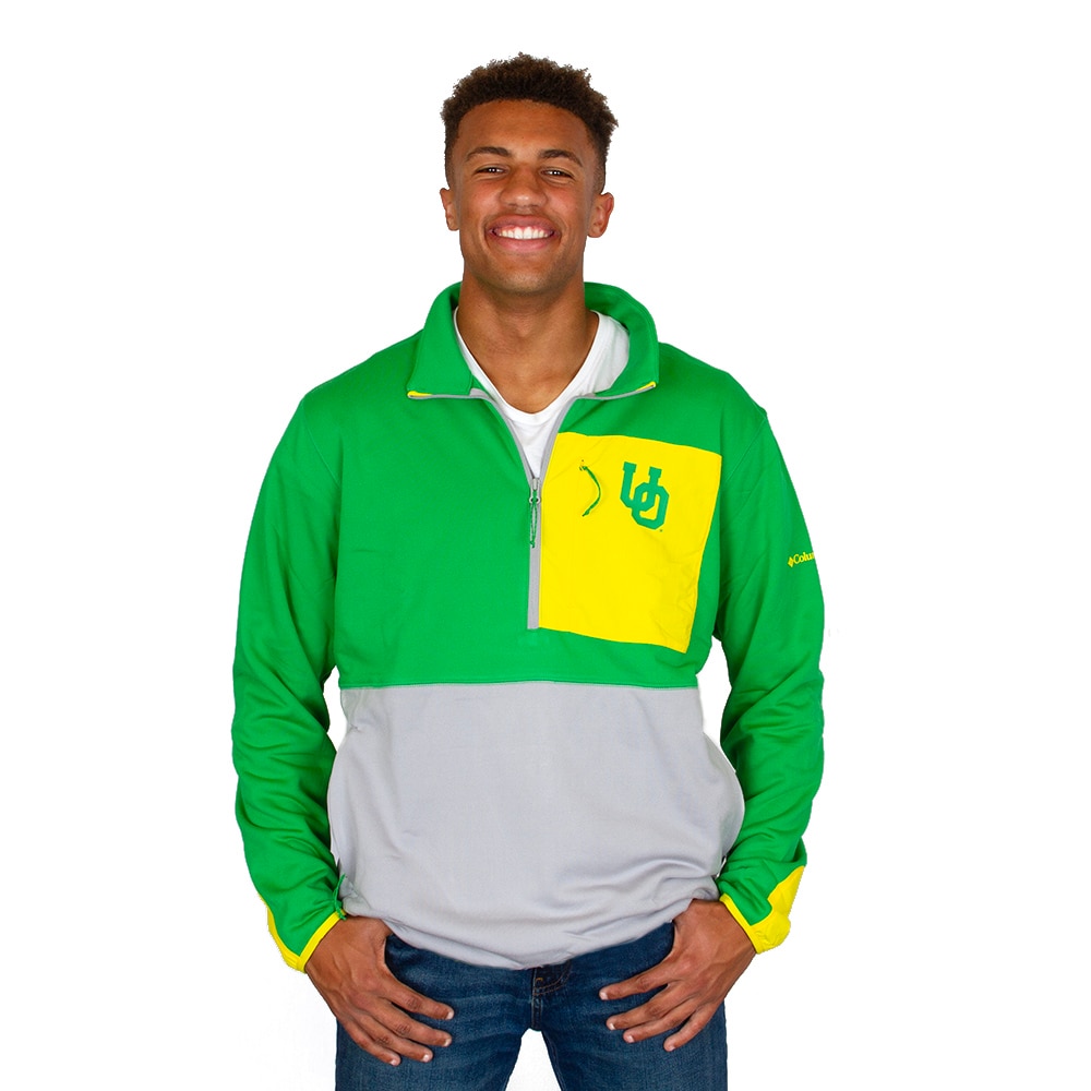 Interlocking UO, Columbia, Green, Pullover, Polyester, Men, Hike, Patch, 1/4-zip, Sweatshirt, 907005